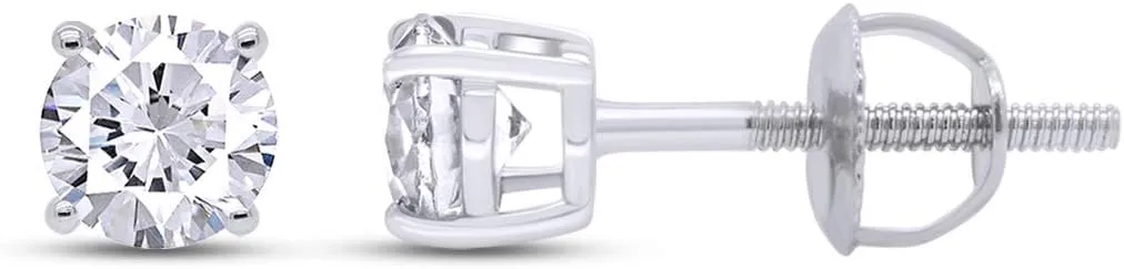 Round Lab Grown or Natural Diamond Stud (IGI Certified 0.70 ct & up) Popular Plus Quality Screw Back Earrings in 14k Solid Gold, 0.04 Ctw & Up,Gift For Her