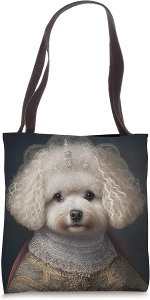 Royal Bichon Frise: Fluffy Pup's Majestic Charm & Elegance Tote Bag