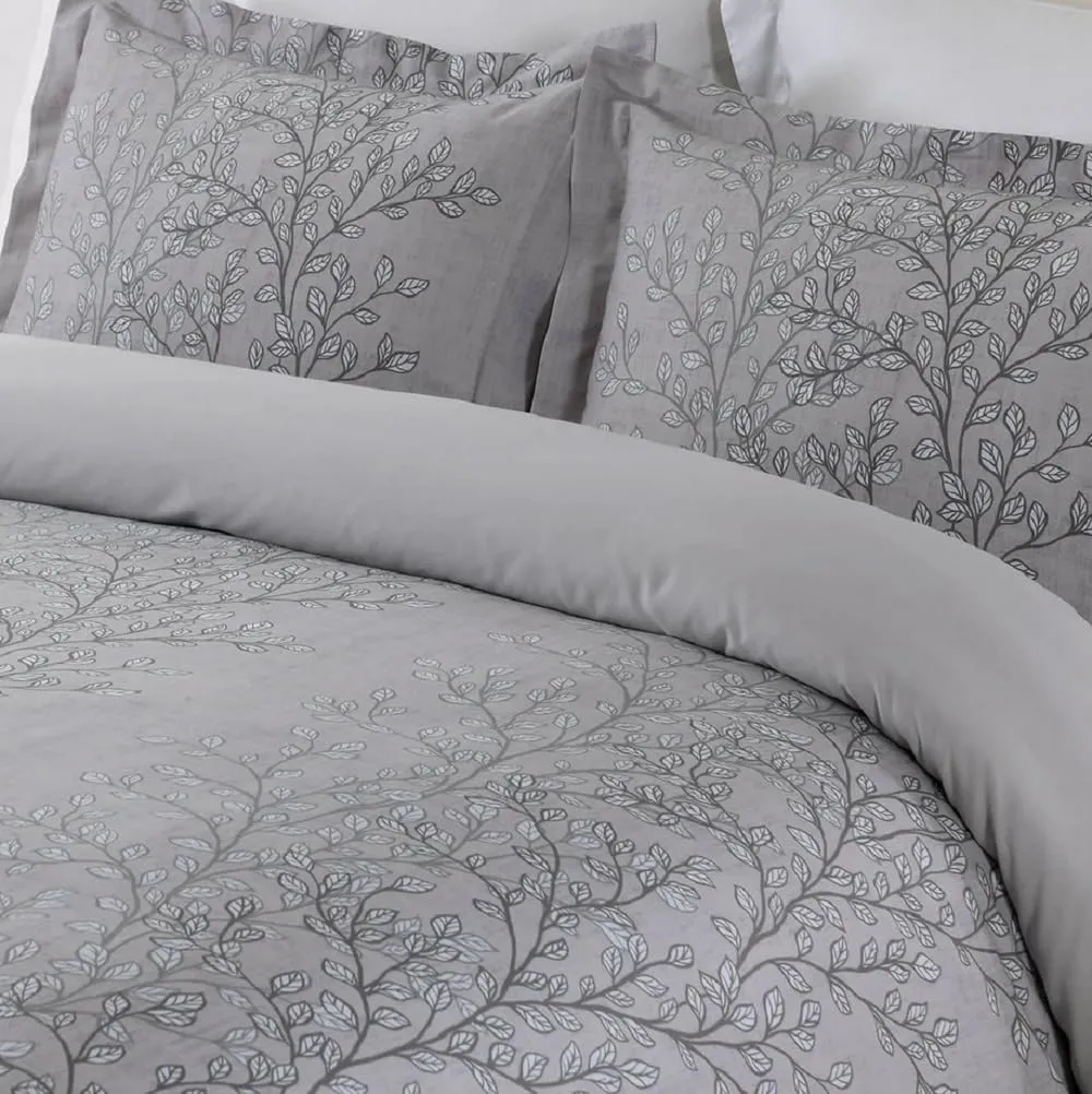 Royal Tradition 3pc 100% Cotton Duvet Cover Set (King/Calking) Arboreal Leafy Foliage Pattern Comforter Cover with Pillow Shams