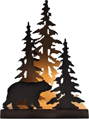 Rustic Metal Bear Silhouette Table Lamp – Forest-Inspired Night Light for Cabin, Lodge, and Woodland Décor