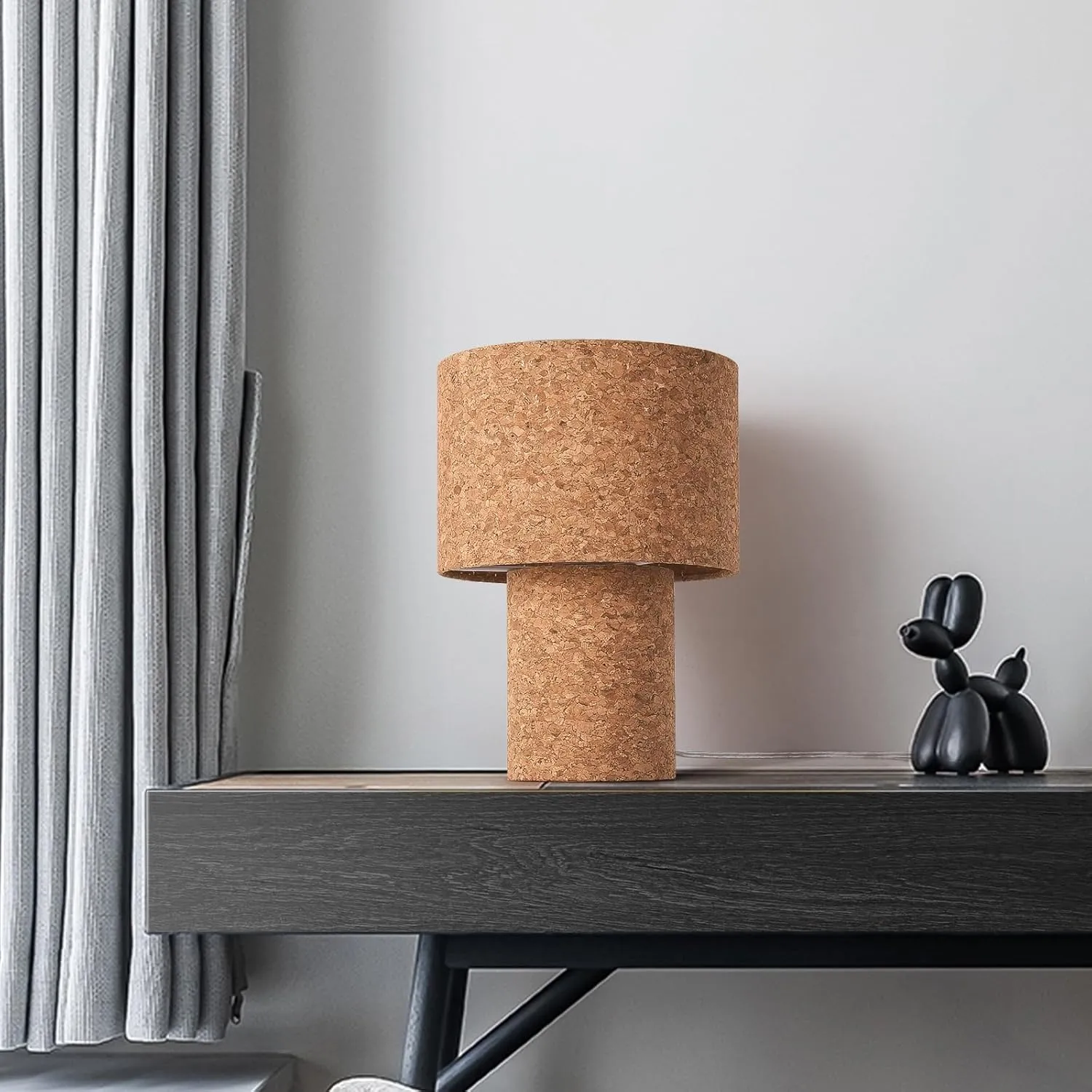 Rustic Small Table Lamp with Natural Bark Linen Lamp Shape, Farmhouse Bedside Lamp for Nightstand, Side Table Lamp for Kitchen, Office, Reading Desk, 12.2 Inch, E26 Socket, ON/Off Switch