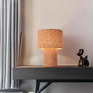 Rustic Small Table Lamp with Natural Bark Linen Lamp Shape, Farmhouse Bedside Lamp for Nightstand, Side Table Lamp for Kitchen, Office, Reading Desk, 12.2 Inch, E26 Socket, ON/Off Switch