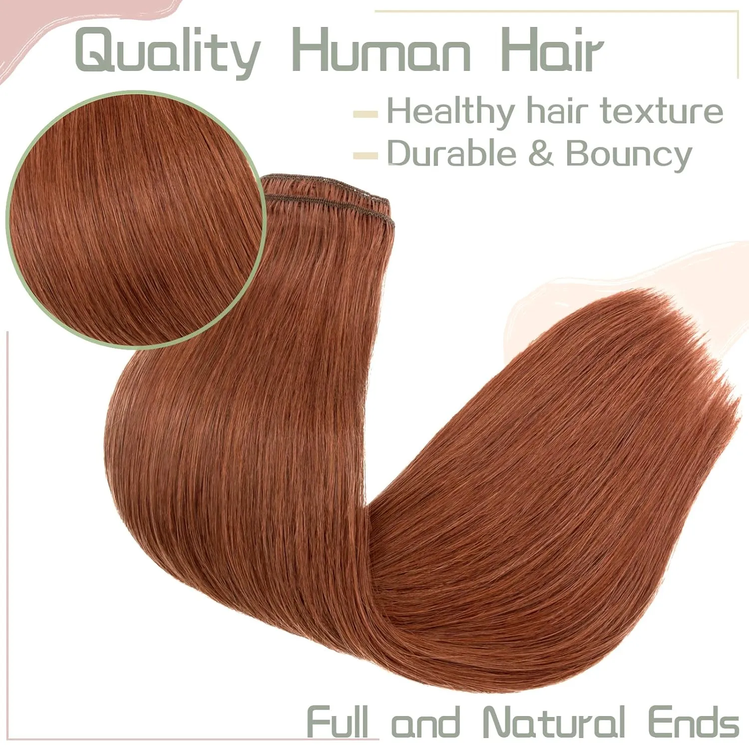 S-noilite Clip in Human Hair Extensions 100% Real Remy Thick True Double Weft Clip in Hair Extensions Full Head 8 Pieces 18 Clips Straight Silky (14 Inch - 120g,Dark Auburn (#33))