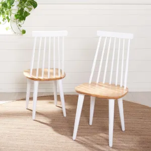 SAFAVIEH Home Collection Burris Farmhouse White/Natural Spindle Back Living Room Dining Room Bedroom Office Foyer Side Chair
