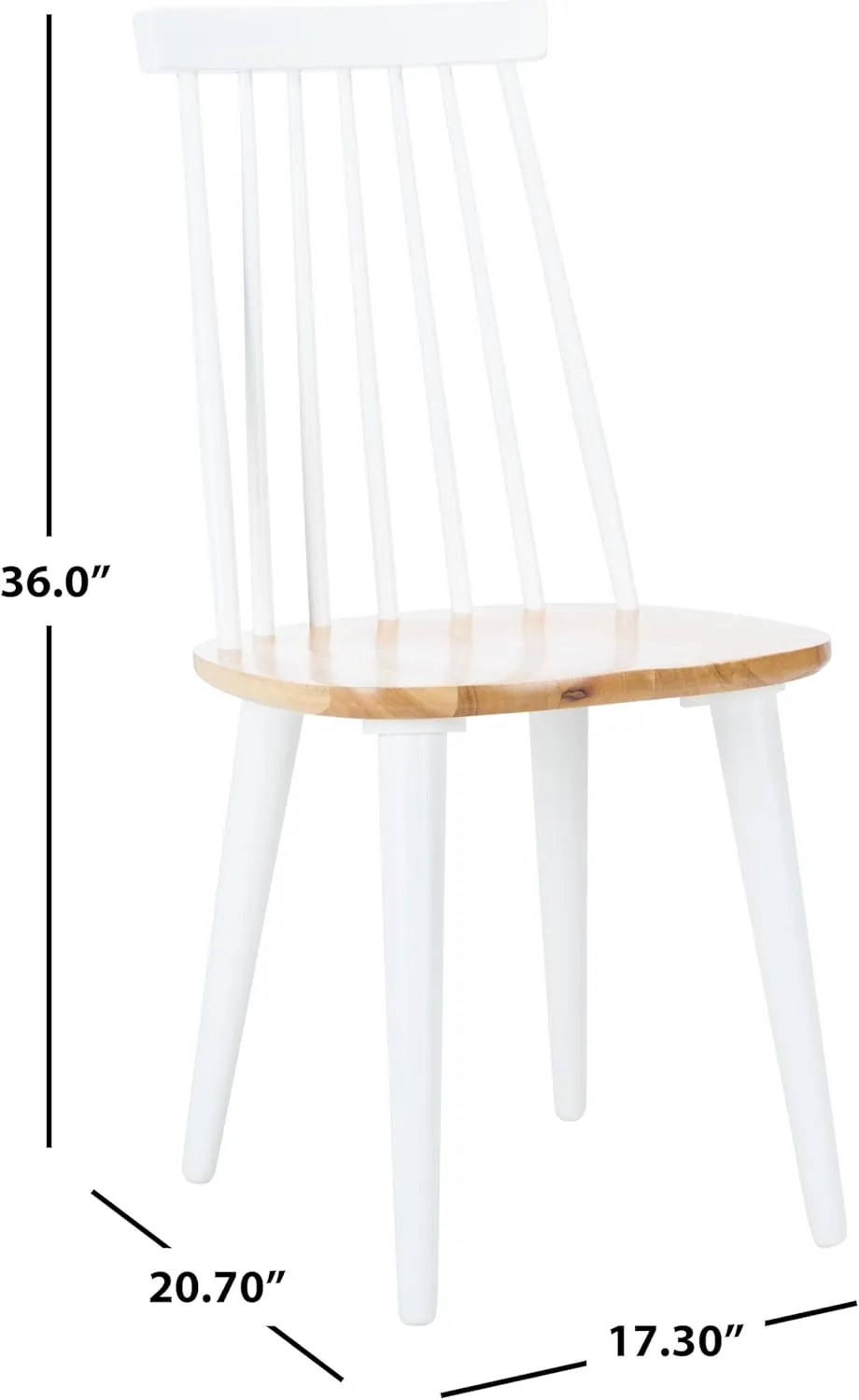 SAFAVIEH Home Collection Burris Farmhouse White/Natural Spindle Back Living Room Dining Room Bedroom Office Foyer Side Chair