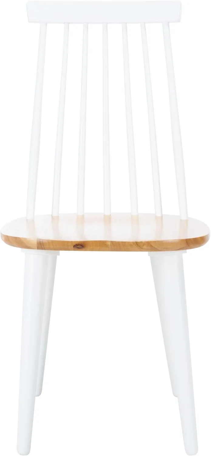 SAFAVIEH Home Collection Burris Farmhouse White/Natural Spindle Back Living Room Dining Room Bedroom Office Foyer Side Chair