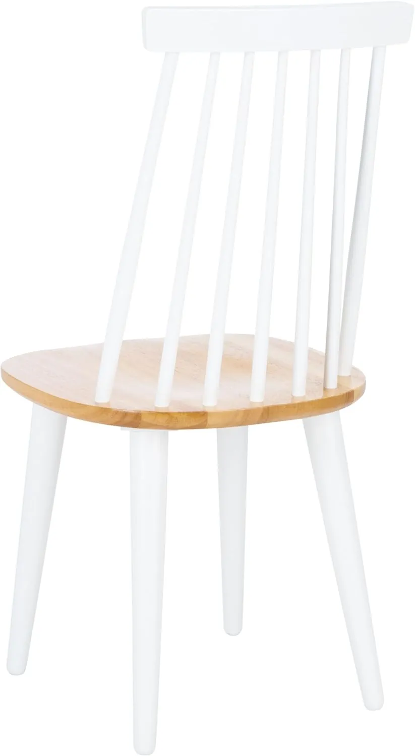 SAFAVIEH Home Collection Burris Farmhouse White/Natural Spindle Back Living Room Dining Room Bedroom Office Foyer Side Chair