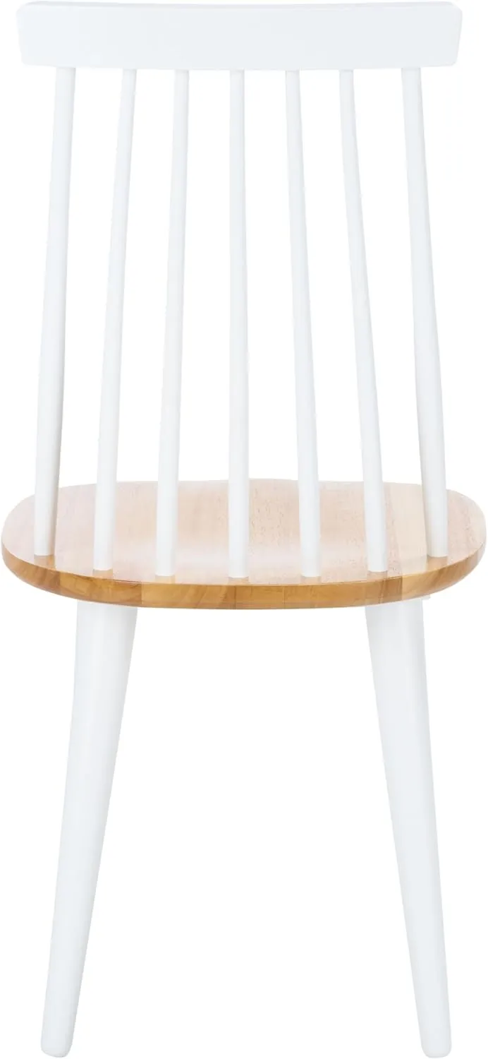 SAFAVIEH Home Collection Burris Farmhouse White/Natural Spindle Back Living Room Dining Room Bedroom Office Foyer Side Chair