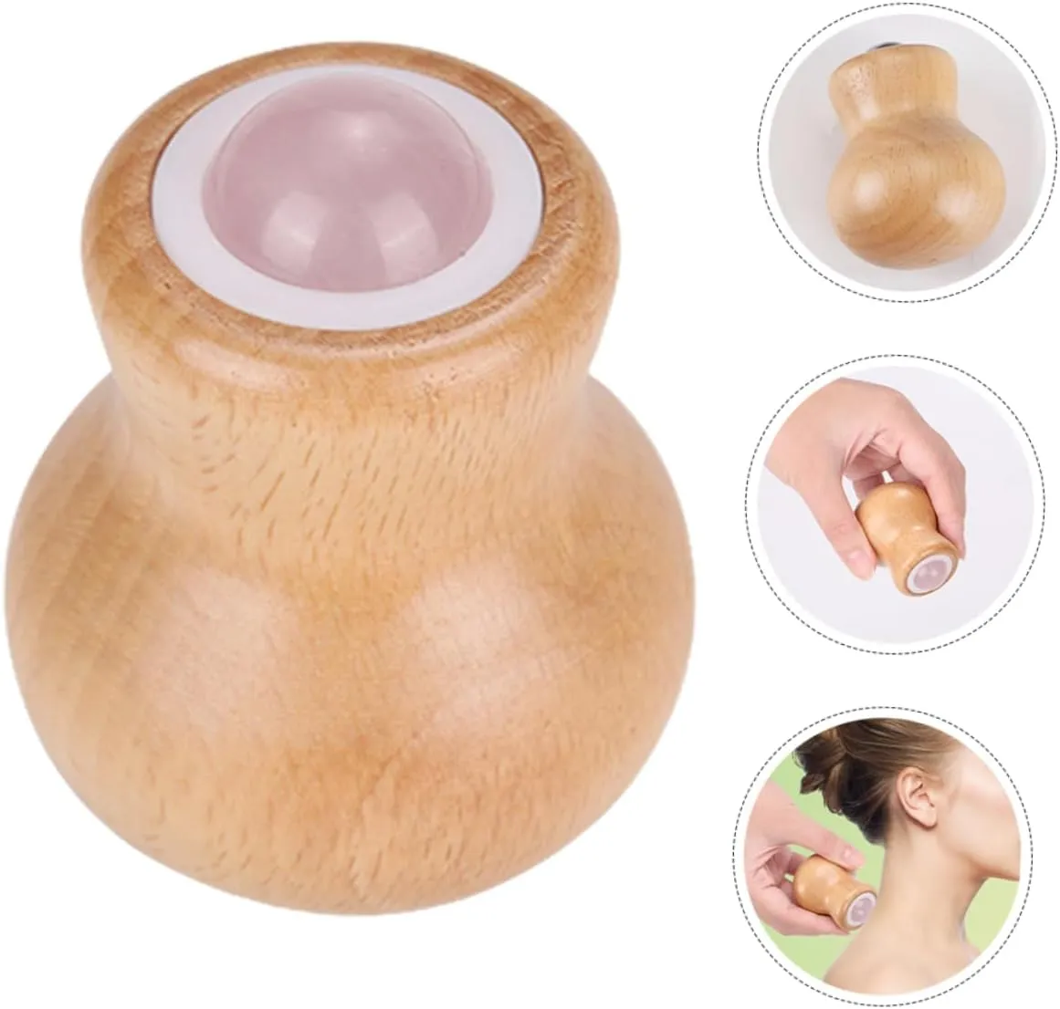 SAFIGLE 4pcs Jade Facial Roller Massage Tool Handle for Neck Face Reusable Skin Roller for Relaxation Portable Eye Massaging Tool for Women