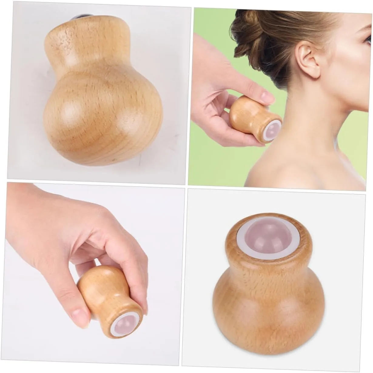 SAFIGLE 4pcs Jade Facial Roller Massage Tool Handle for Neck Face Reusable Skin Roller for Relaxation Portable Eye Massaging Tool for Women