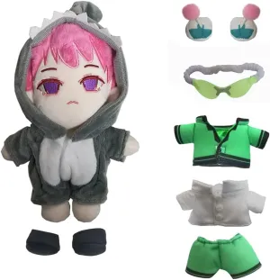 Saiki K Plush Stuffed Toy Cute Kawaii plushie Doll Figure Merch 8" (Two Sets of Removable Doll Clothes) (Grey)