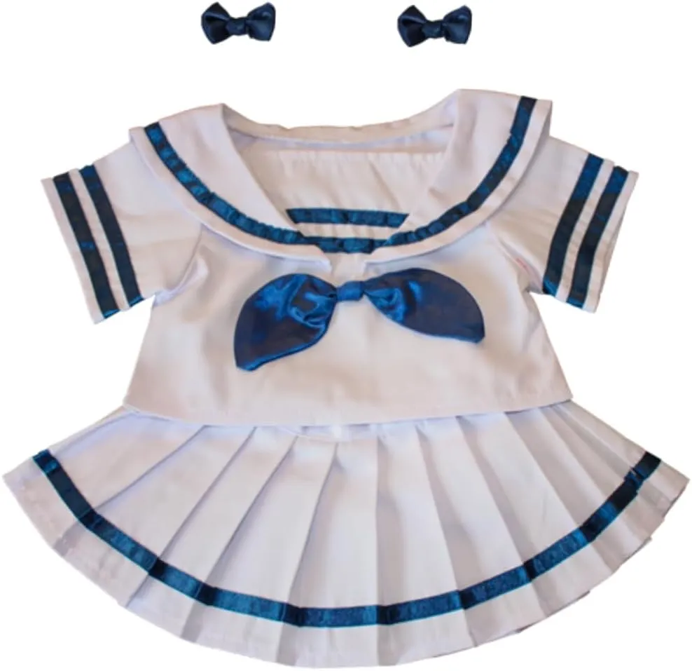 Sailor Girl Outfit for Plush Toys, Fits 14"-18" Build a Teddy Bears, Cute Sailor Dress Set, Soft Toy Accessories for Cuddly Plushies - Stuffed Animal Costume