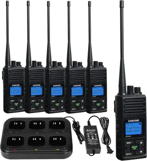 SAMCOM 5wTwo Way Radio Rechargeable, Long Range 2 Way Radio 1500mAh Programmable Walkie Talkie for Adults Heavy Duty with 6 Way Multi-Unit Charger Gang (Radios 6 pcs   Gang Charger)