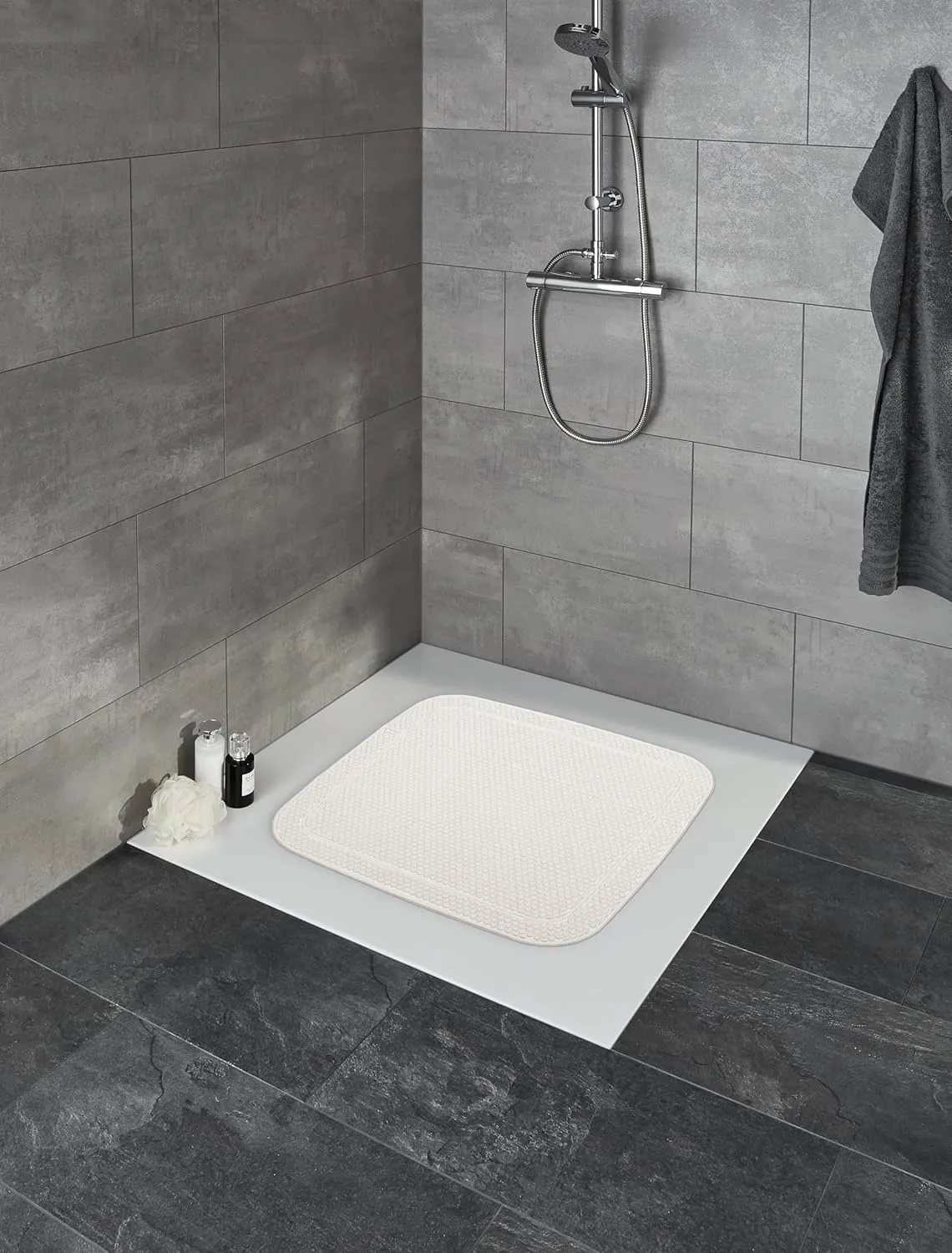 Samoa Plus PVC Free Shower Stall Mats (21.7x21.7, White)