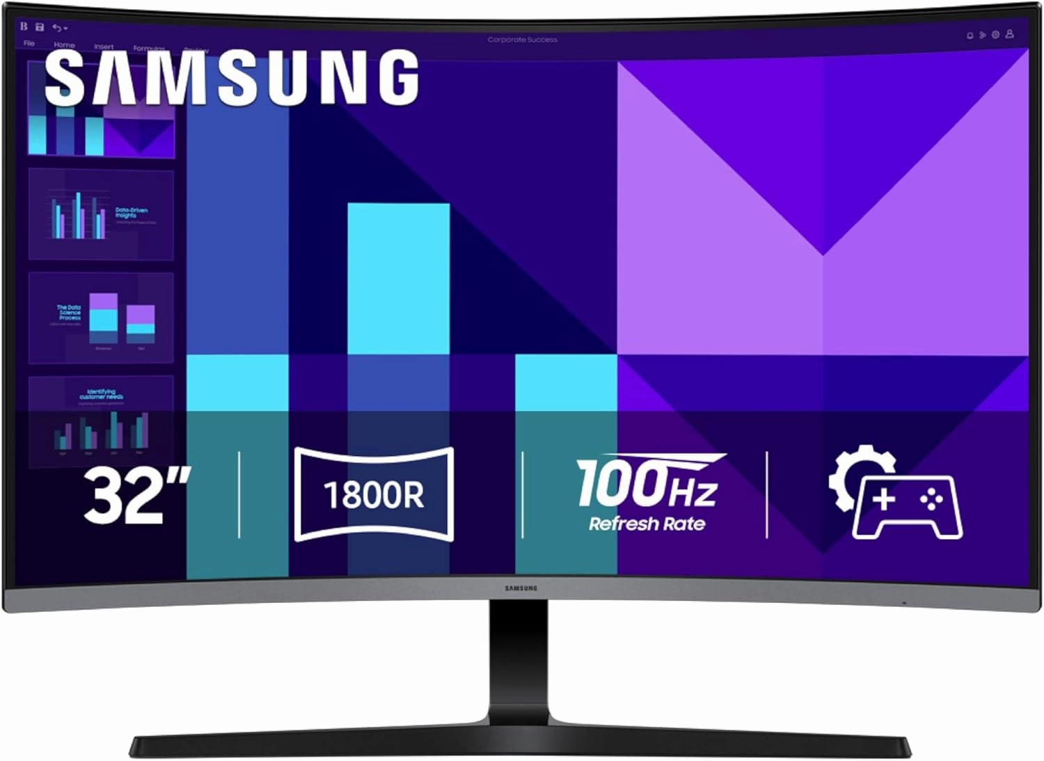 SAMSUNG 32-inch S3 (S39GD) FHD 100Hz Curved Monitor, Game Mode, Eye Saver Mode, Multiple Connectivity with HDMI Port, LS32D396GANXZA, 2025