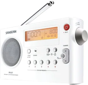 Sangean PR-D7 Digital Portable Radio with Built-in Battery Charger, AM/FM, (White)