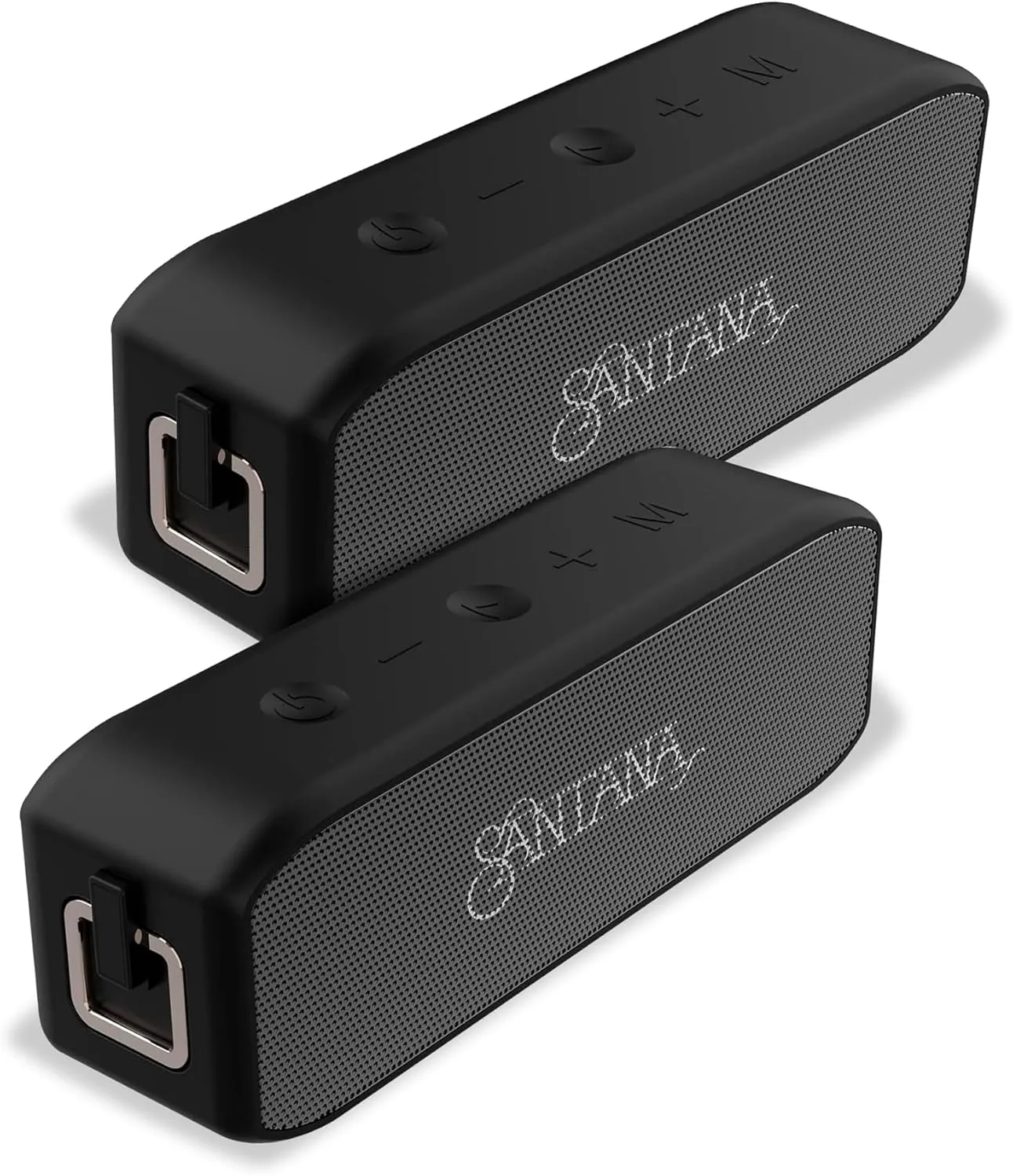 SANTANA BY CARLOS SANTANA Samba 40W High-Power Bluetooth Speaker with 48mm Drivers, Isolated Subwoofer, IP67 Waterproof, True Wireless Surround Sound, 20  Hours Battery Life | Black | 2 Pack