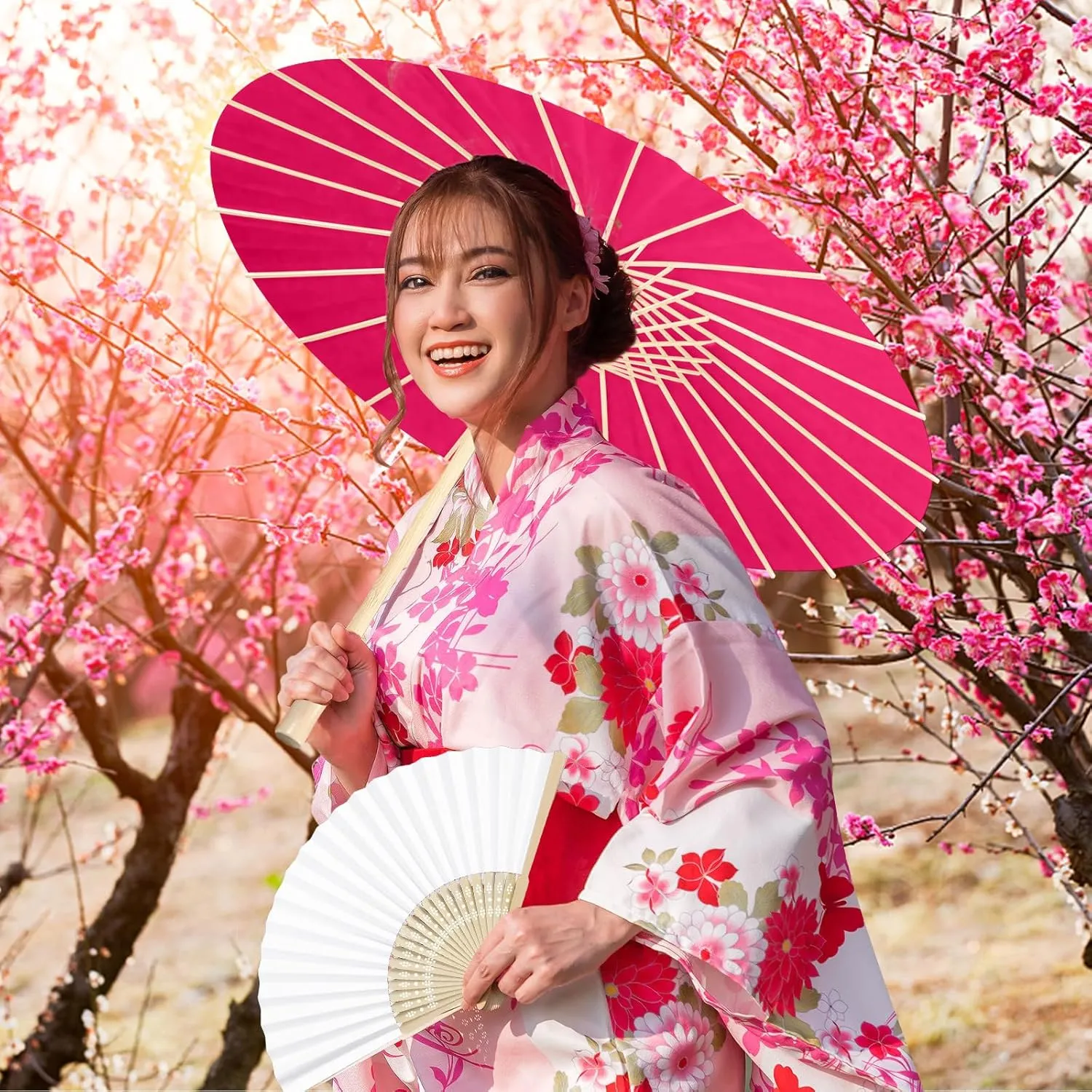 Sanwuta 8 Pcs 23.6 Inch Paper Umbrella Chinese Japanese Handmade Oil Paper Parasol DIY for Wedding Bridal Party Photo Props(Multicolor)