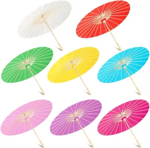 Sanwuta 8 Pcs 23.6 Inch Paper Umbrella Chinese Japanese Handmade Oil Paper Parasol DIY for Wedding Bridal Party Photo Props(Multicolor)