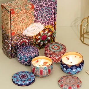 Scented Candles Gift Set - Aromatherapy Candles for Home, Portable Hotel Candles, Natural Soy Wax Tin Jar Candles for Yoga, Bath, 2.5 Oz Long Lasting Time Candles Gift for Women 4 Pack
