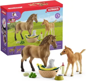 Schleich Horse Club - 9 PC Animal Care Figurine Playset with Horse Figure, Foal and Dog with Accessories - Imaginative Play Toys for Girls and Boys - Farm Animal Toy Set for Kids Ages 5  | 42432