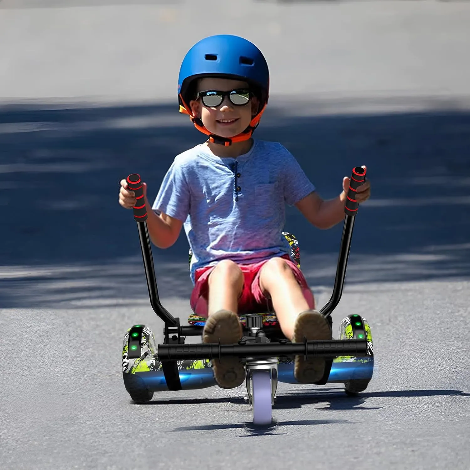 Scooter Seat Attachment, Scooter with Go Kart for Kids Boys Girls Adults, with Corlorful LED Lights, Bluetooth