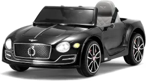 SEHOMY 12V Bentley Electric car for Kids with Remote, EXP12 Kid Cars to Drive Battery Powered Ride On Vehicle with 4 Wheels, Foot Pedal, 2 Speeds, Music, Aux, LED Headlight, Music Player Black