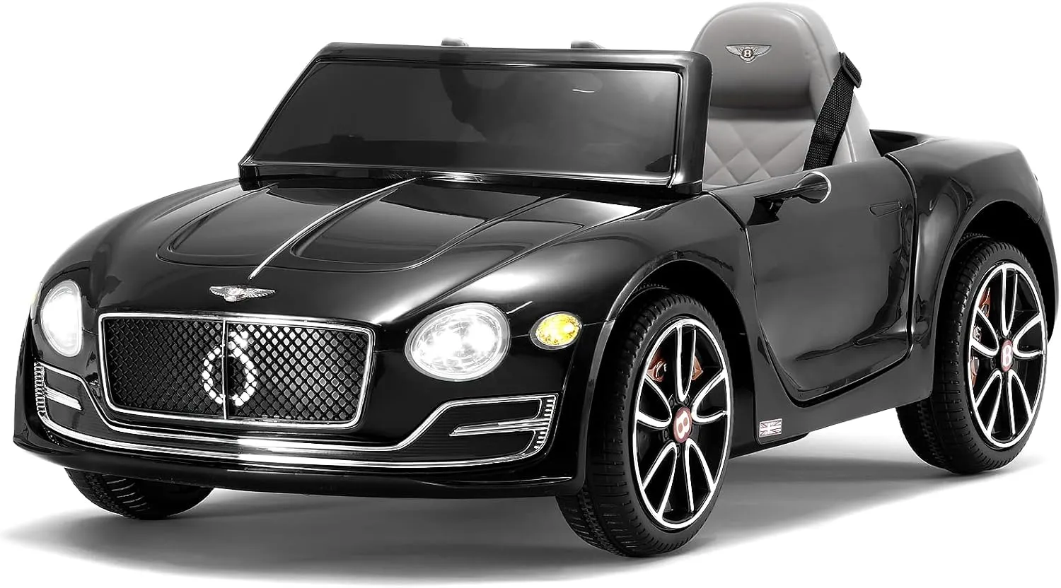 SEHOMY 12V Bentley Electric car for Kids with Remote, EXP12 Kid Cars to Drive Battery Powered Ride On Vehicle with 4 Wheels, Foot Pedal, 2 Speeds, Music, Aux, LED Headlight, Music Player Black