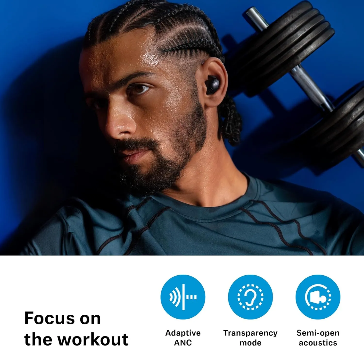 Sennheiser Momentum Sport Earbuds with Sport Sound Tuning and Adaptive ANC, Secure Fit, 24-Hour Battery Life, Fitness Tracker for Body Performance Data - Graphite
