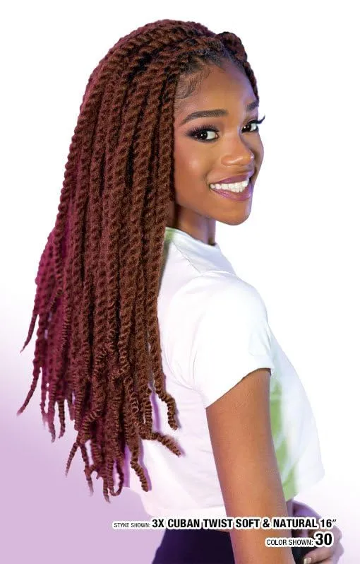 SHAKE-N-GO 3x Cuban Twist Soft & Natural 22" (1-PACK) (BURGUNDY 530)
