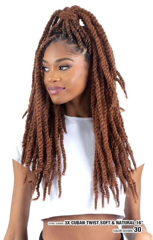 SHAKE-N-GO 3x Cuban Twist Soft & Natural 22" (1-PACK) (BURGUNDY 530)