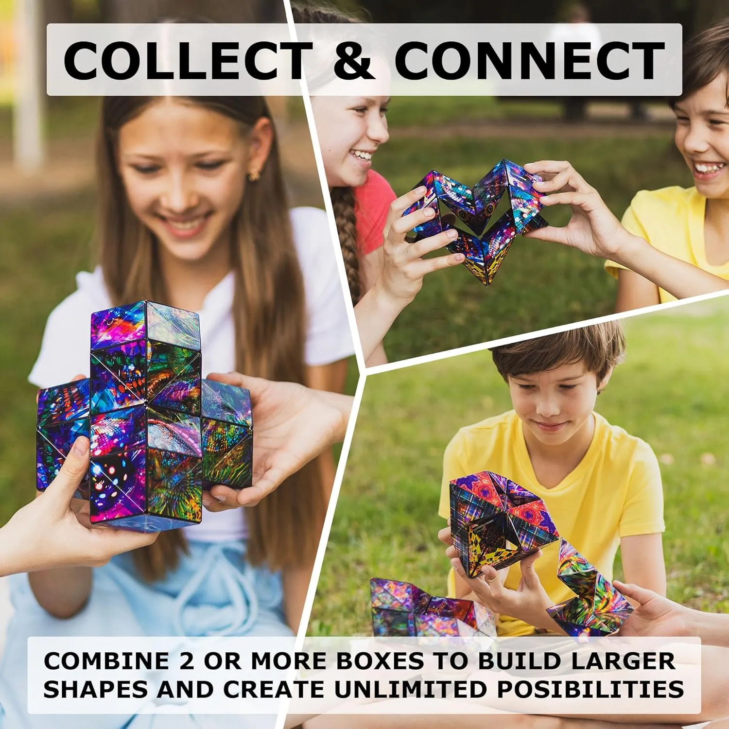 SHASHIBO Jumbie Shape Shifting Box - STEM Magnetic Fidget Cube That Transforms Into Over 70 Shapes, Download Fun in Motion Toys Mobile App (Fire Goddess)