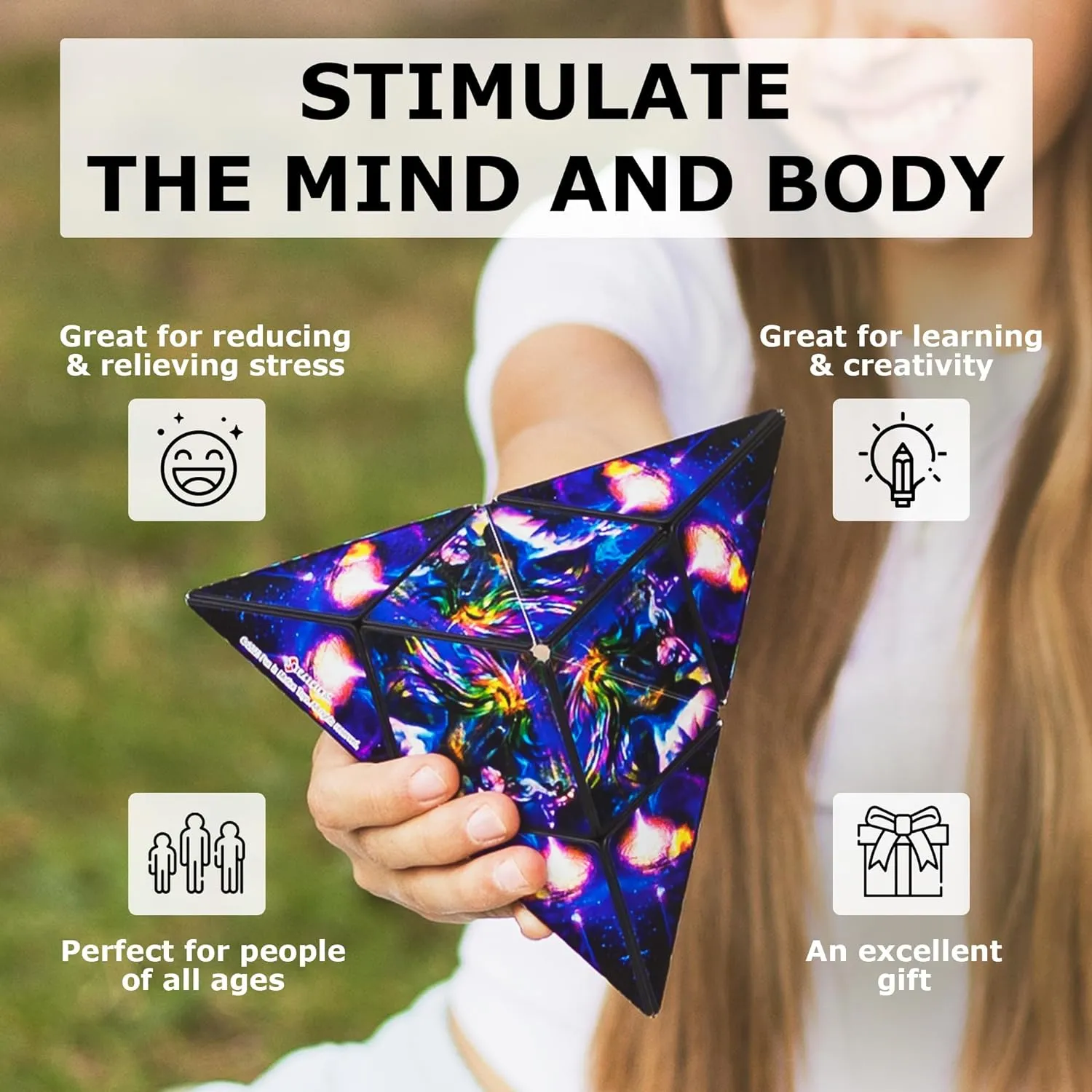 SHASHIBO Jumbie Shape Shifting Box - STEM Magnetic Fidget Cube That Transforms Into Over 70 Shapes, Download Fun in Motion Toys Mobile App (Fire Goddess)