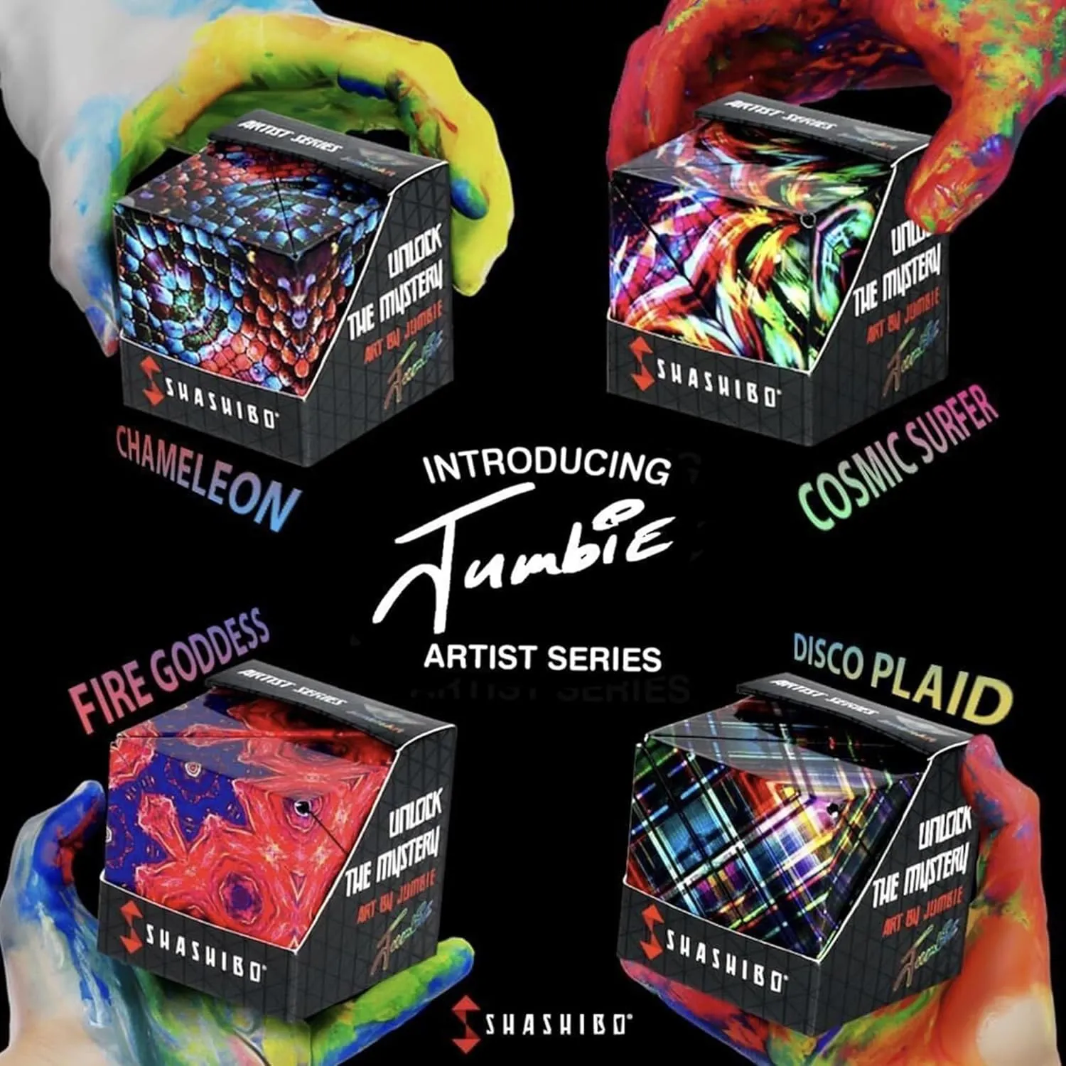 SHASHIBO Jumbie Shape Shifting Box - STEM Magnetic Fidget Cube That Transforms Into Over 70 Shapes, Download Fun in Motion Toys Mobile App (Fire Goddess)