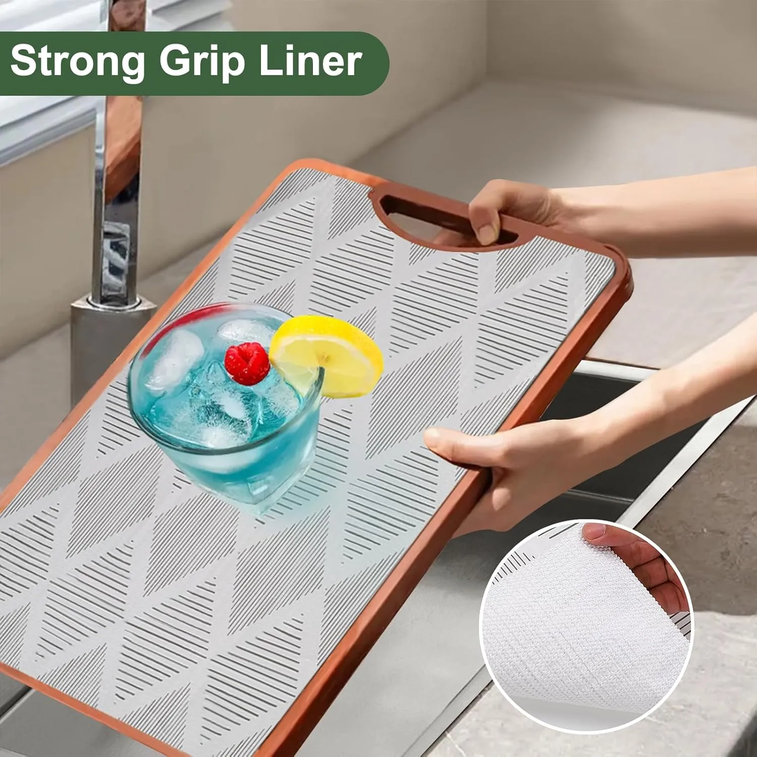 Shelf and Drawer Liners for Kitchen Cabinets Non-Adhesive Cabinet Liner Non-Slip 12" x20FT, Waterproof Shelf Paper Thickened Mats, Protection for Shelves, Cupboard, Pantry, Bathroom Drawers, Dresser