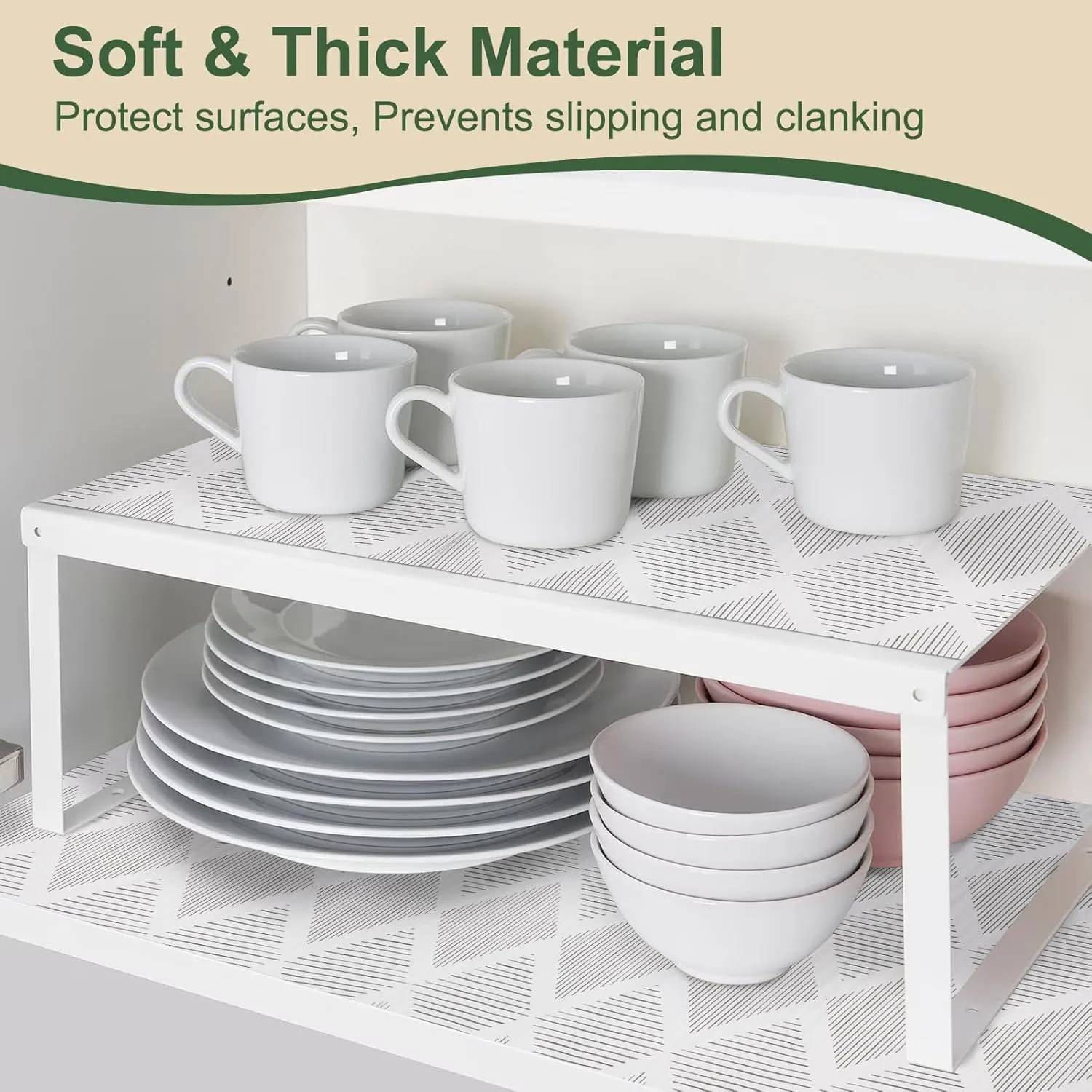 Shelf and Drawer Liners for Kitchen Cabinets Non-Adhesive Cabinet Liner Non-Slip 12" x20FT, Waterproof Shelf Paper Thickened Mats, Protection for Shelves, Cupboard, Pantry, Bathroom Drawers, Dresser