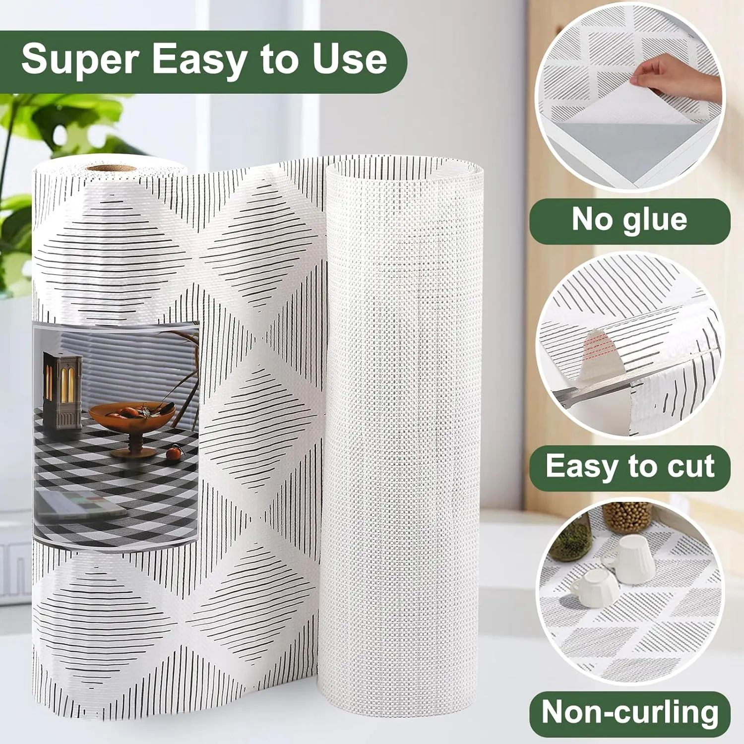 Shelf and Drawer Liners for Kitchen Cabinets Non-Adhesive Cabinet Liner Non-Slip 12" x20FT, Waterproof Shelf Paper Thickened Mats, Protection for Shelves, Cupboard, Pantry, Bathroom Drawers, Dresser