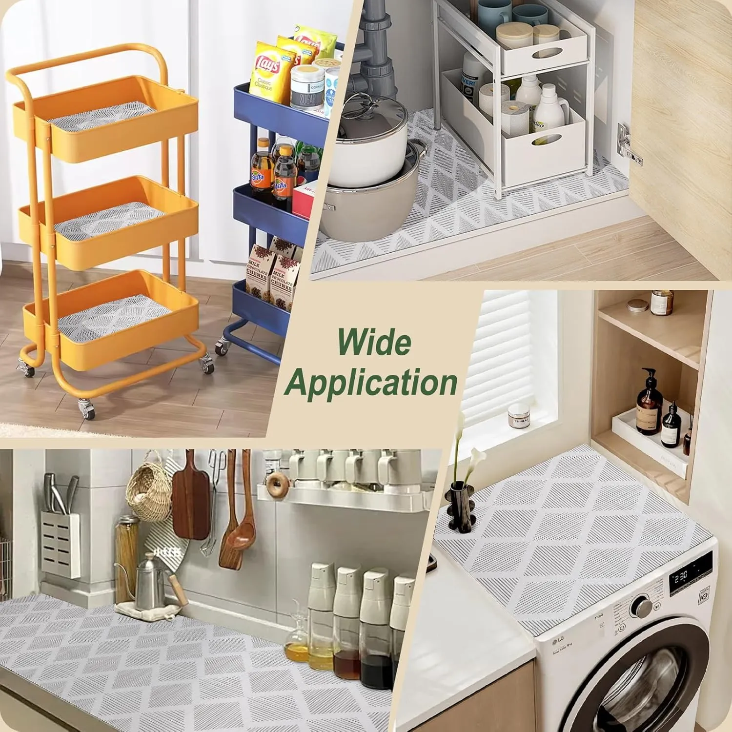 Shelf and Drawer Liners for Kitchen Cabinets Non-Adhesive Cabinet Liner Non-Slip 12" x20FT, Waterproof Shelf Paper Thickened Mats, Protection for Shelves, Cupboard, Pantry, Bathroom Drawers, Dresser