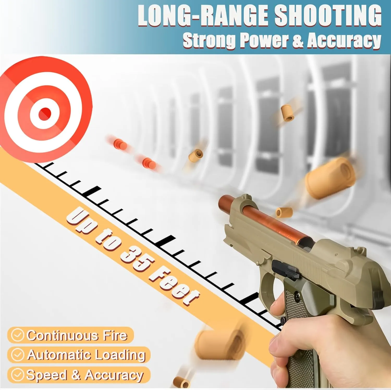 Shell Ejecting Toy Gun Semi Automatic Toy Pistol with 120 Bullets, Soft Bullet Toy Gun for Boys, Outdoor Shooting Game Educational Model Toy Model, Gift for Kids Age 8  (M9 Khaki)