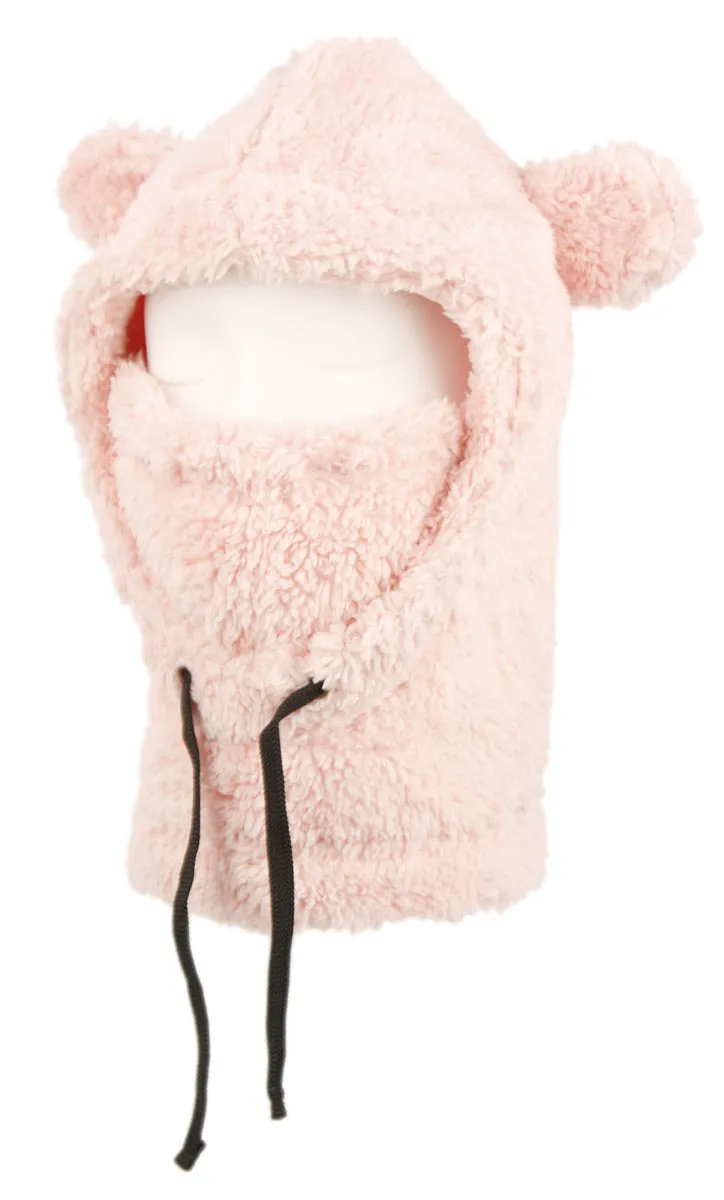 Sherpa Fur Winter Teddy Bear Hat Kids Mask Warm Neck Cover