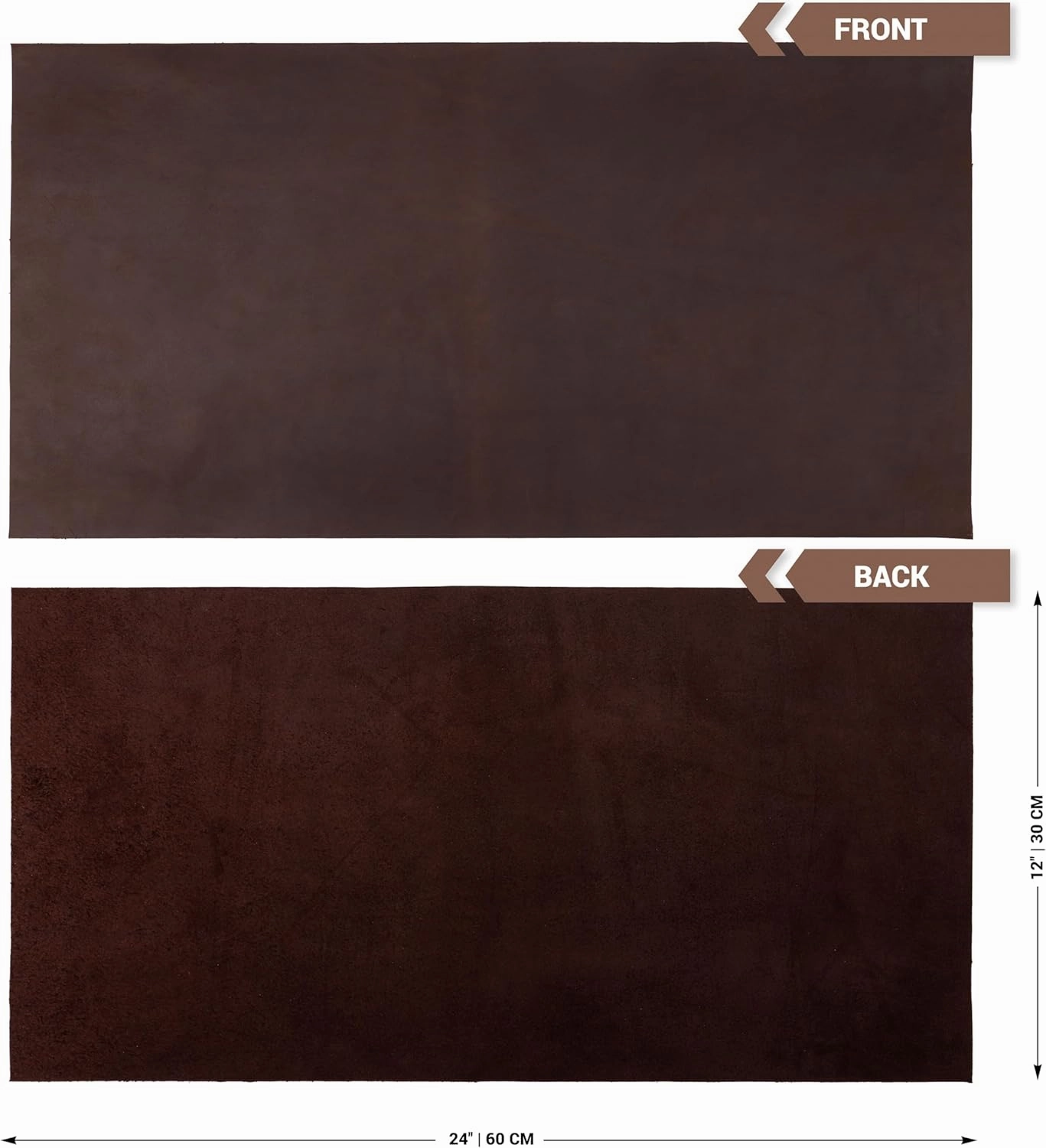 Shkira 12''X24'' Genuine Dark Brown Leather Sheets for Crafts - Tooling Leather Square - 2.0MM Thick Genuine Top Full Grain Oil Tan - Thick Cowhide Pieces Square