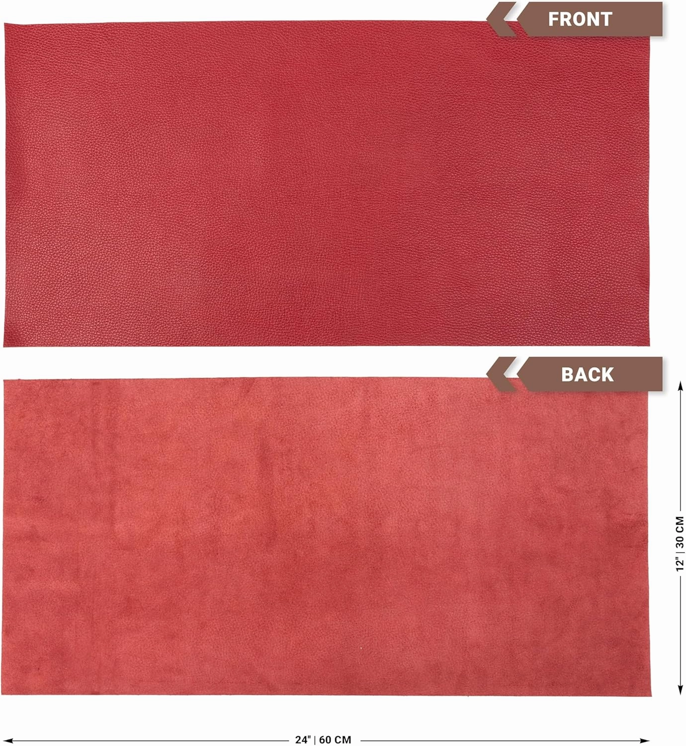 Shkira 24''X12'' Genuine Red Dotted Leather Sheets for Hobby Workshops - Tooling Square - 2.0MM Thick Genuine Top Full Grain Oil Tan - Thick Leather Pieces