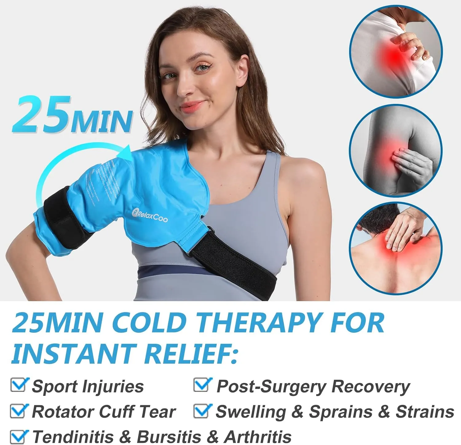 Shoulder Ice Pack Rotator Cuff Cold Therapy, Reusable Gel Ice Wrap for Shoulder Injuries & Pain Relief, Bursitis, Tendonitis, Swelling, Recovery for Man and Women