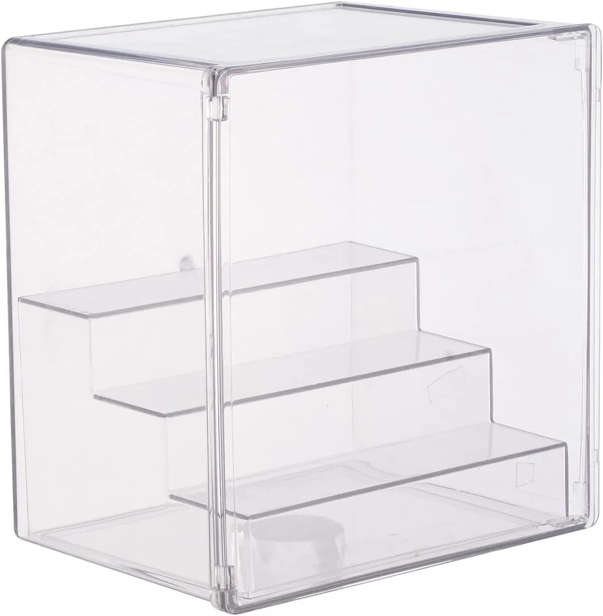 Showcase Display Case Clear Stackable Storage Organizer Storage Box Display Stand for Cars Toys,Action Toys Doll,Dolls Model, Clear with Steps