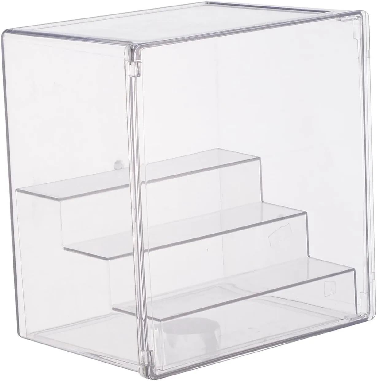 Showcase Display Case Clear Stackable Storage Organizer Storage Box Display Stand for Cars Toys,Action Toys Doll,Dolls Model, Clear with Steps