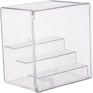 Showcase Display Case Clear Stackable Storage Organizer Storage Box Display Stand for Cars Toys,Action Toys Doll,Dolls Model, Clear with Steps