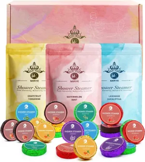 Shower Steamers Aromatherapy, 24-Pack Shower Bombs Birthday Gifts for Women, Natural with Eucalyptus Mint Lavender Watermelon Grapefruit Tangerine Essential Oils