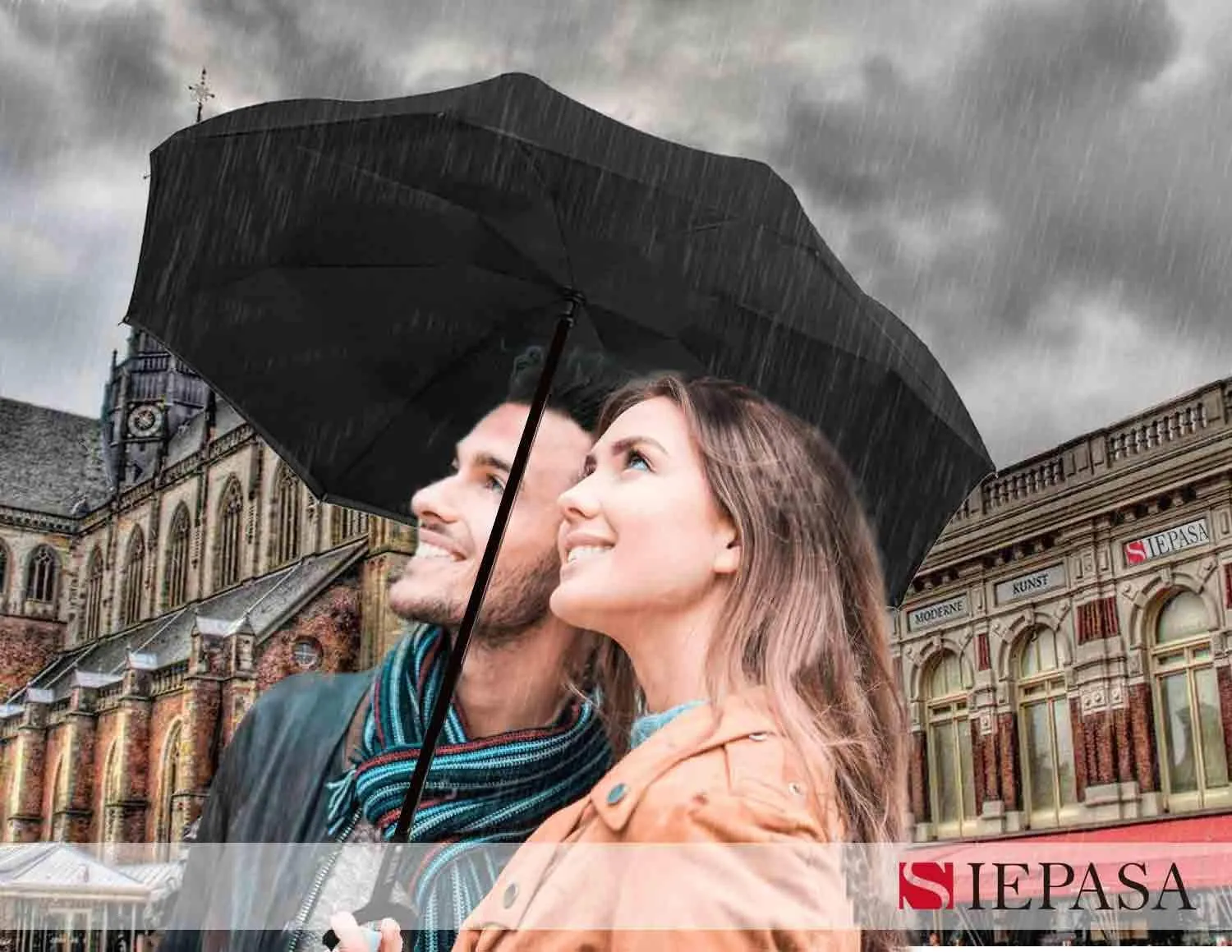 SIEPASA 49/56 Inch Inverted Reverse Upside Down Umbrella, Extra Large Double Canopy Vented Windproof Waterproof Stick Golf Umbrellas with C-shape Handle.