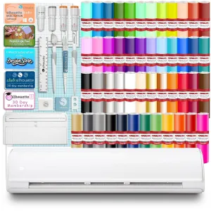 Silhouette Cameo 5 Plus 15in Vinyl Cutter Bundle with Advanced Blade Pack, Roll Feeder, 64 Premium 651 Vinyl Sheets, Silhouette Design Software, Tools, Guides, Classes, Deisgns, and More
