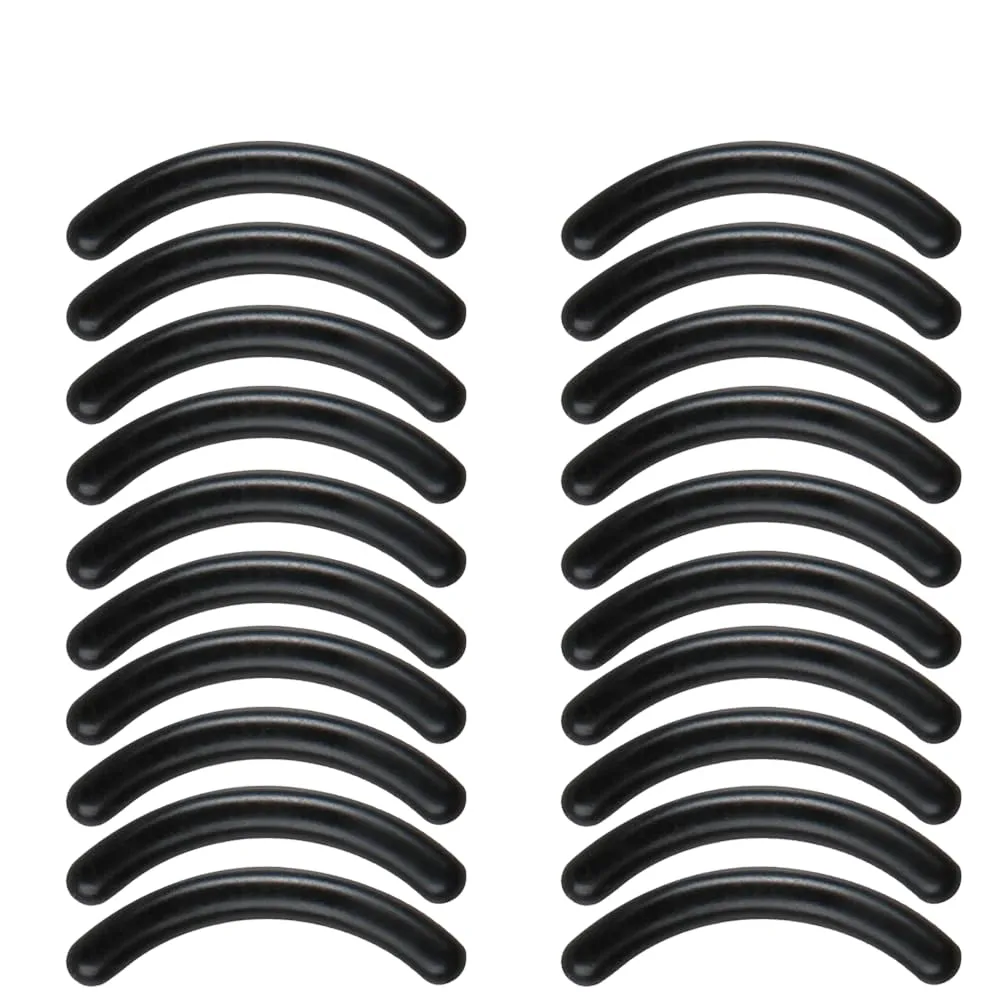 Silicone Lash Curler Refills 20PCS Eyelash Curler Rubber Pads Replacement for Women Eyelash Curling Tool Black Curved Refill Strip for Eye Lash Curler Applicator Makeup Styling